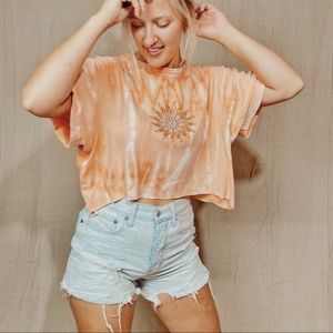 Vintage tie-dye Sun Beaded Crop Top